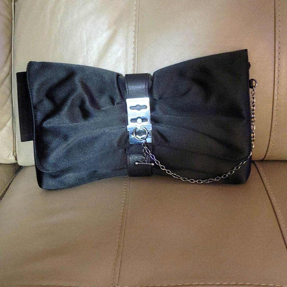 BCBG Clutch, Brand New, Tags Attached, Satin, Black